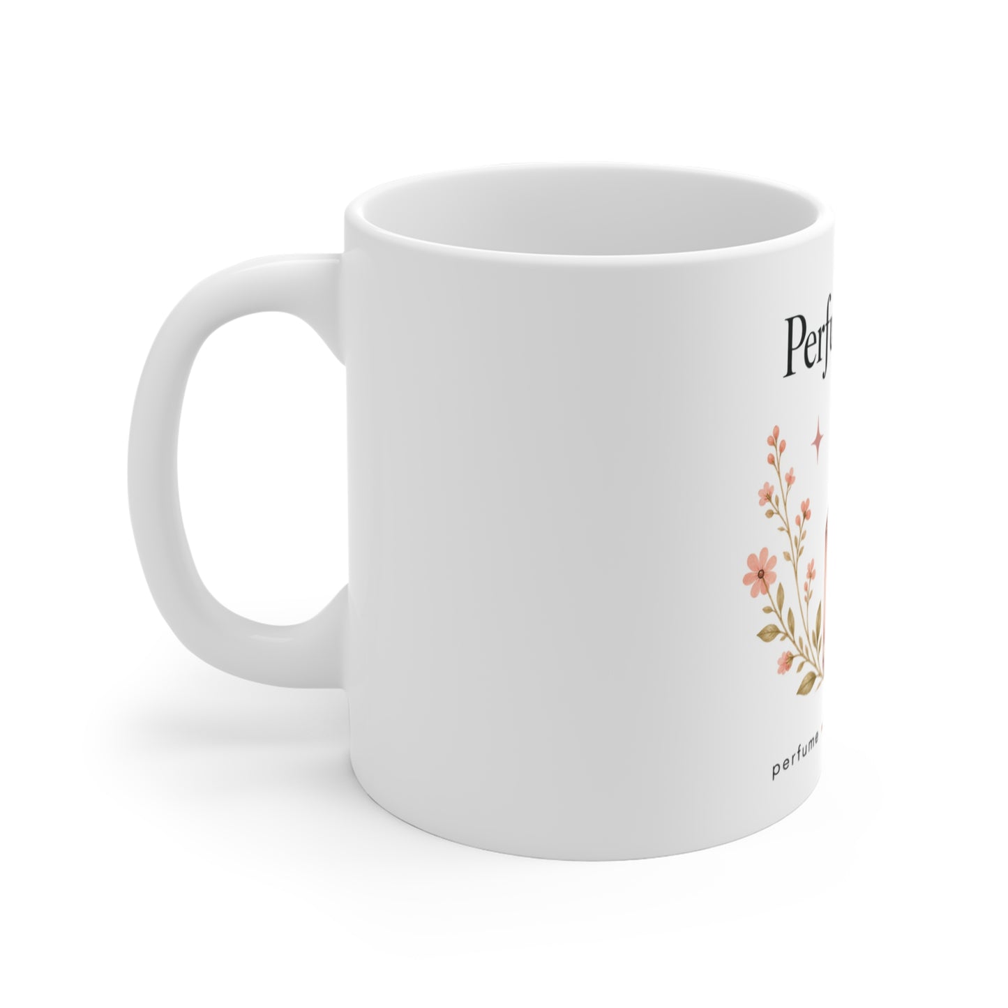 Perfumearoo Perfume Bottle Mug | Floral Ceramic Coffee Cup, Cute Fragrance Lover Gift
