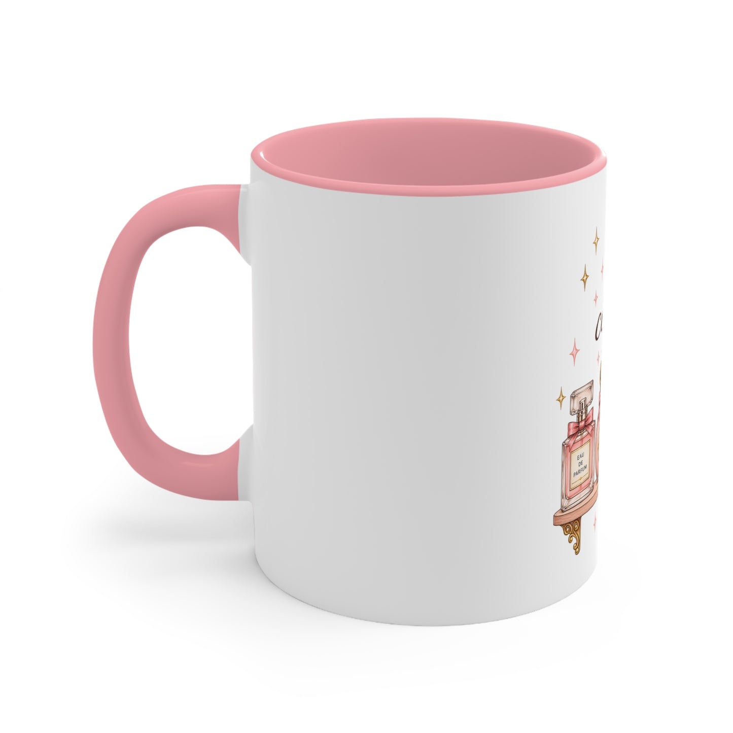 My Little Collection Perfume Bottles Accent Mug | Luxury Coquette Pink Ceramic Coffee Cup, Cute Fragrance Lover Gift