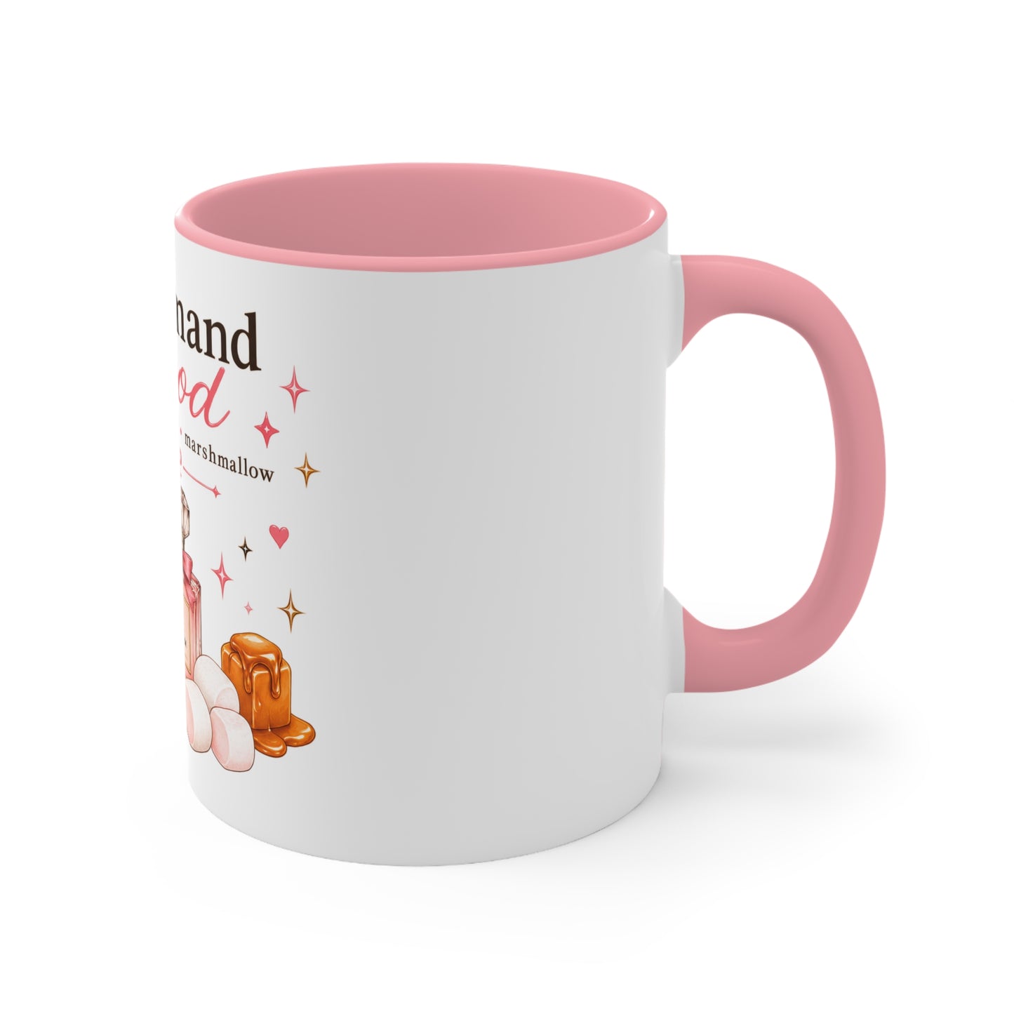 Gourmand Mood Vanilla Caramel Marshmallow Accent Mug | Luxury Coquette Dessert Perfume Coffee Cup, Cute Gift