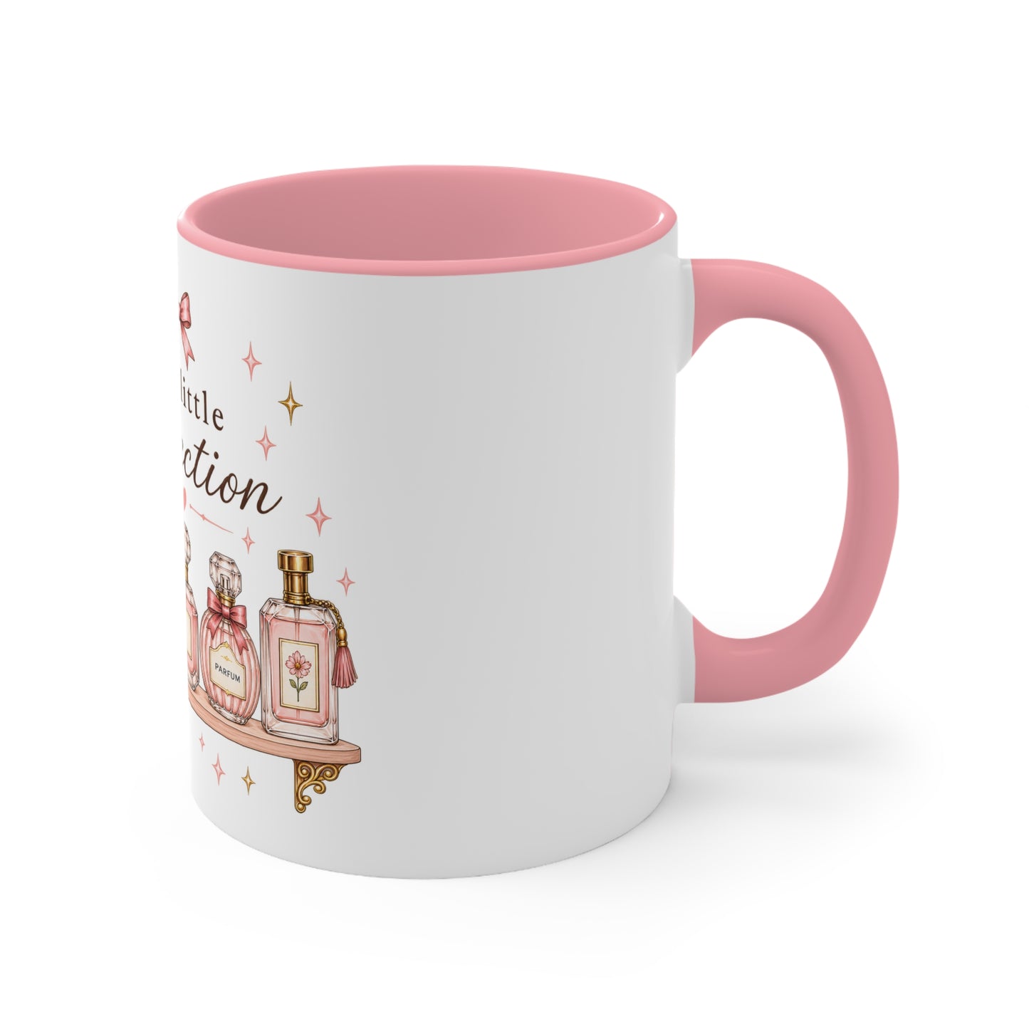 My Little Collection Perfume Bottles Accent Mug | Luxury Coquette Pink Ceramic Coffee Cup, Cute Fragrance Lover Gift