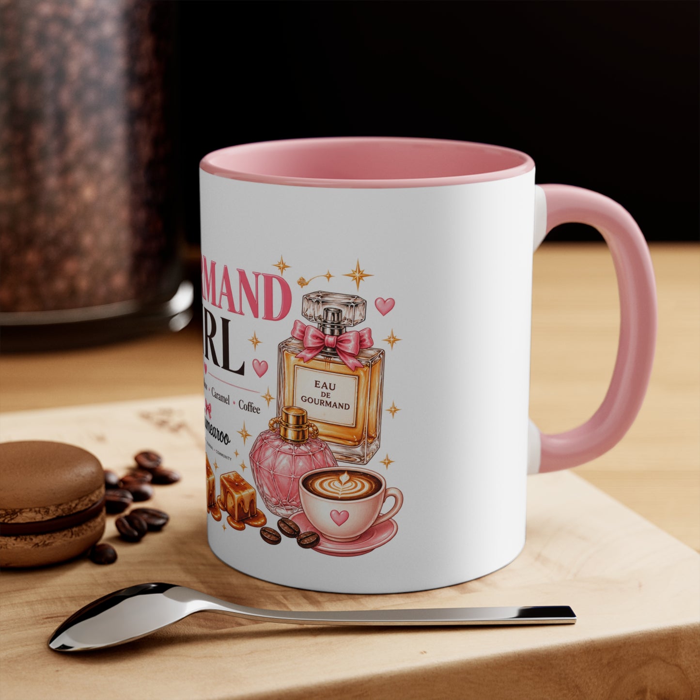 Gourmand Girl Accent Mug | Vanilla Marshmallow Caramel Perfume Coffee Cup, Cute Fragrance Lover Gift
