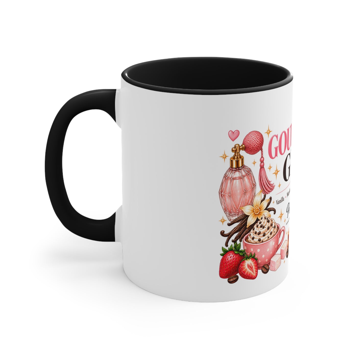 Gourmand Girl Accent Mug | Vanilla Marshmallow Caramel Perfume Coffee Cup, Cute Fragrance Lover Gift