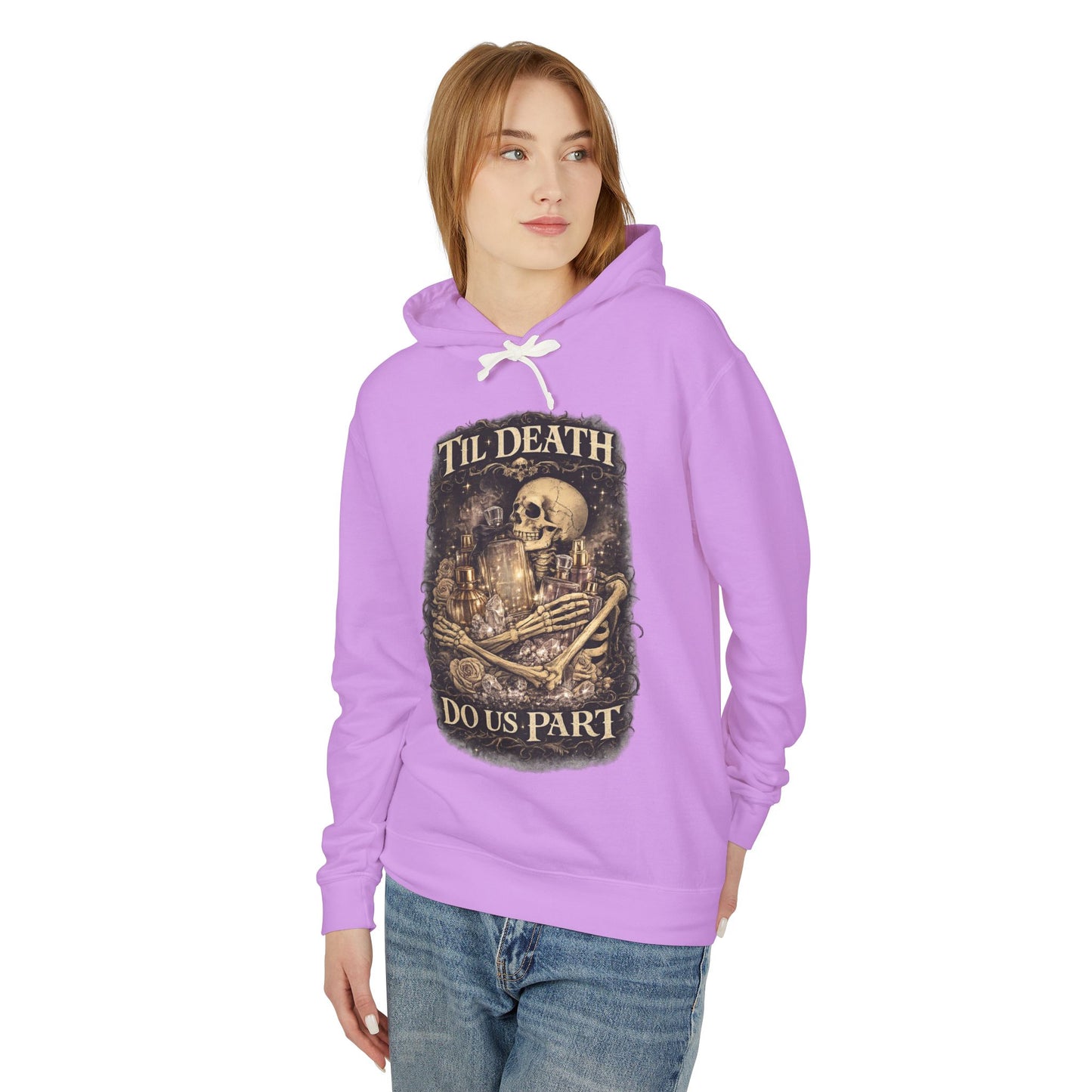 Til Death Do Us Part Hoodie | Gothic Skull & Roses Perfume Lover Sweatshirt, Cozy Fragrance Lover Gift