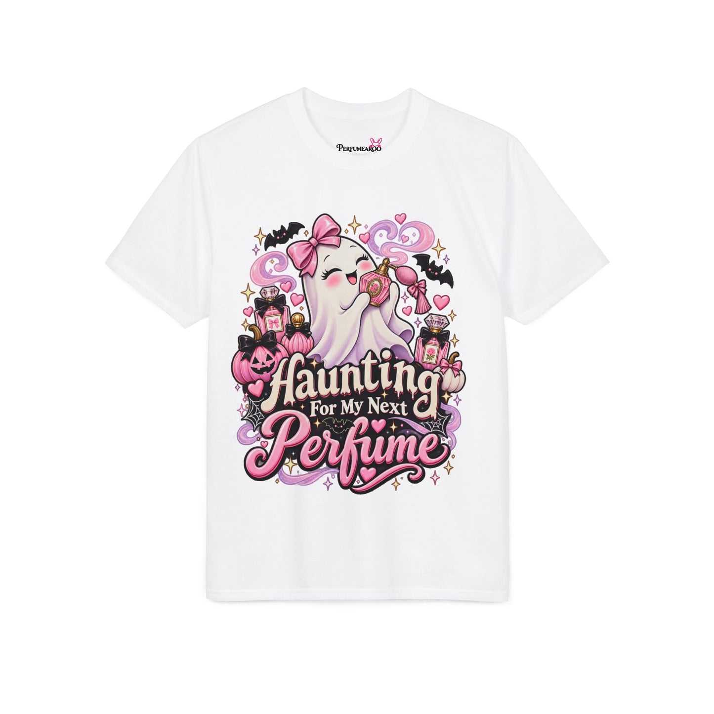 Haunting For My Next Perfume Tee | Kawaii Ghost Halloween Fragrance Lover Shirt, Spooky Season Perfume Gift