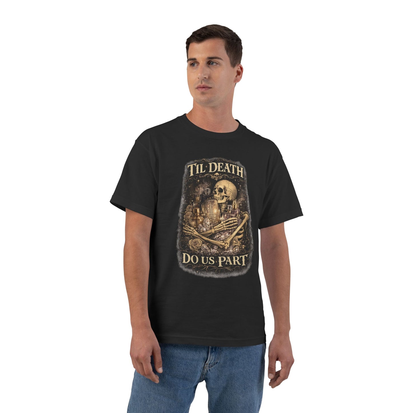 Til Death Do Us Part Tee | Gothic Skull & Roses Perfume Lover Graphic Shirt, Fragrance Collector Gift