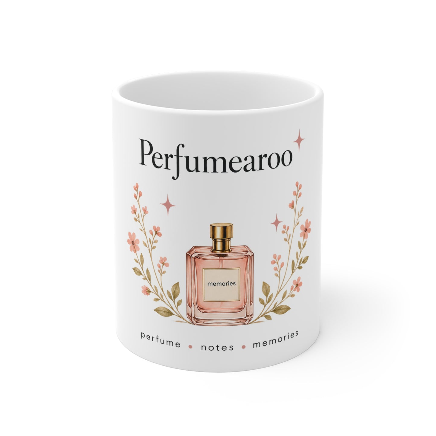Perfumearoo Perfume Bottle Mug | Floral Ceramic Coffee Cup, Cute Fragrance Lover Gift