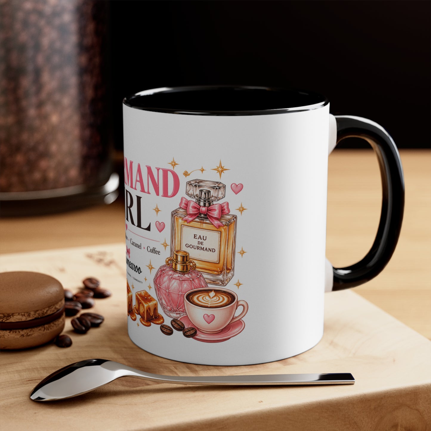 Gourmand Girl Accent Mug | Vanilla Marshmallow Caramel Perfume Coffee Cup, Cute Fragrance Lover Gift