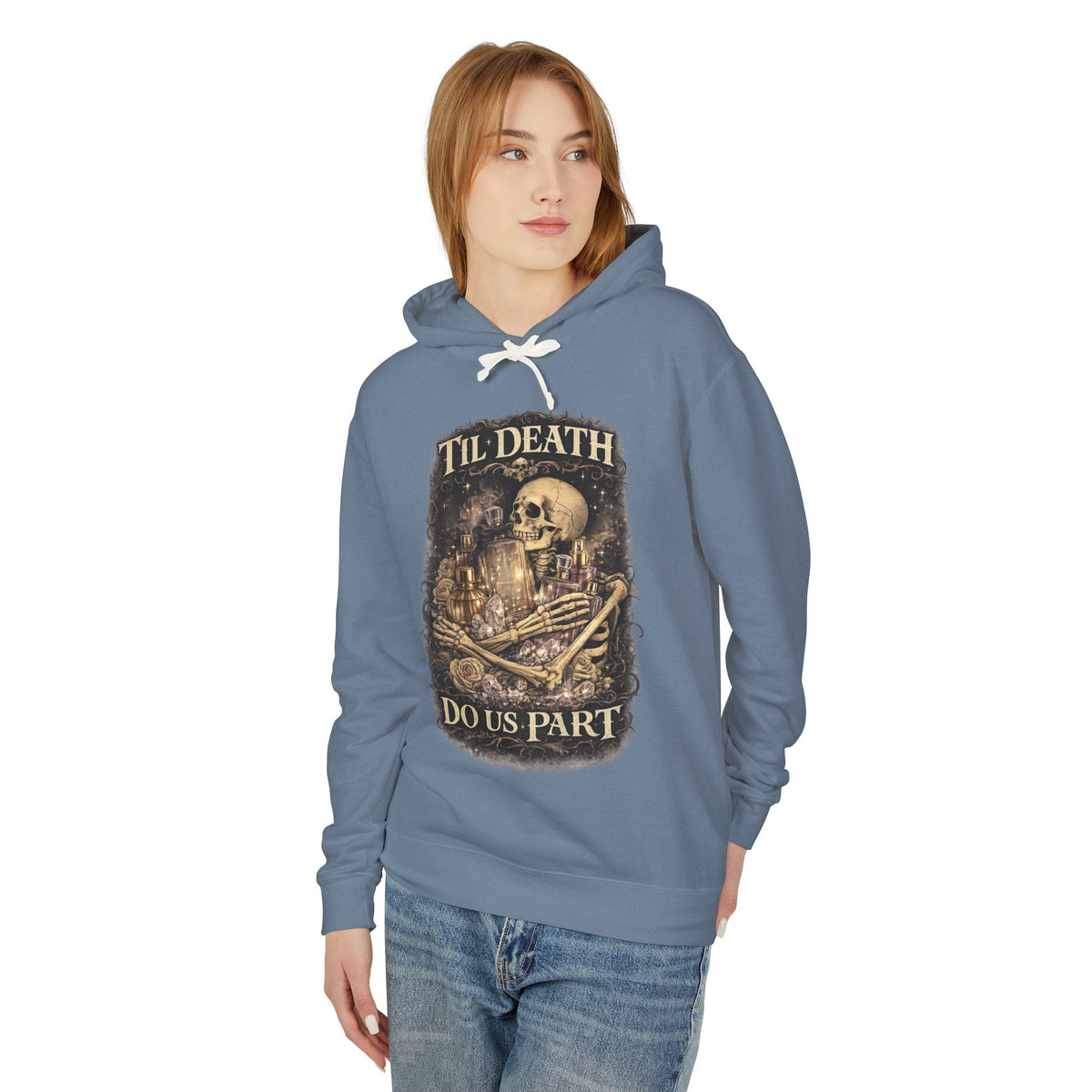 Til Death Do Us Part Hoodie | Gothic Skull & Roses Perfume Lover Sweatshirt, Cozy Fragrance Lover Gift