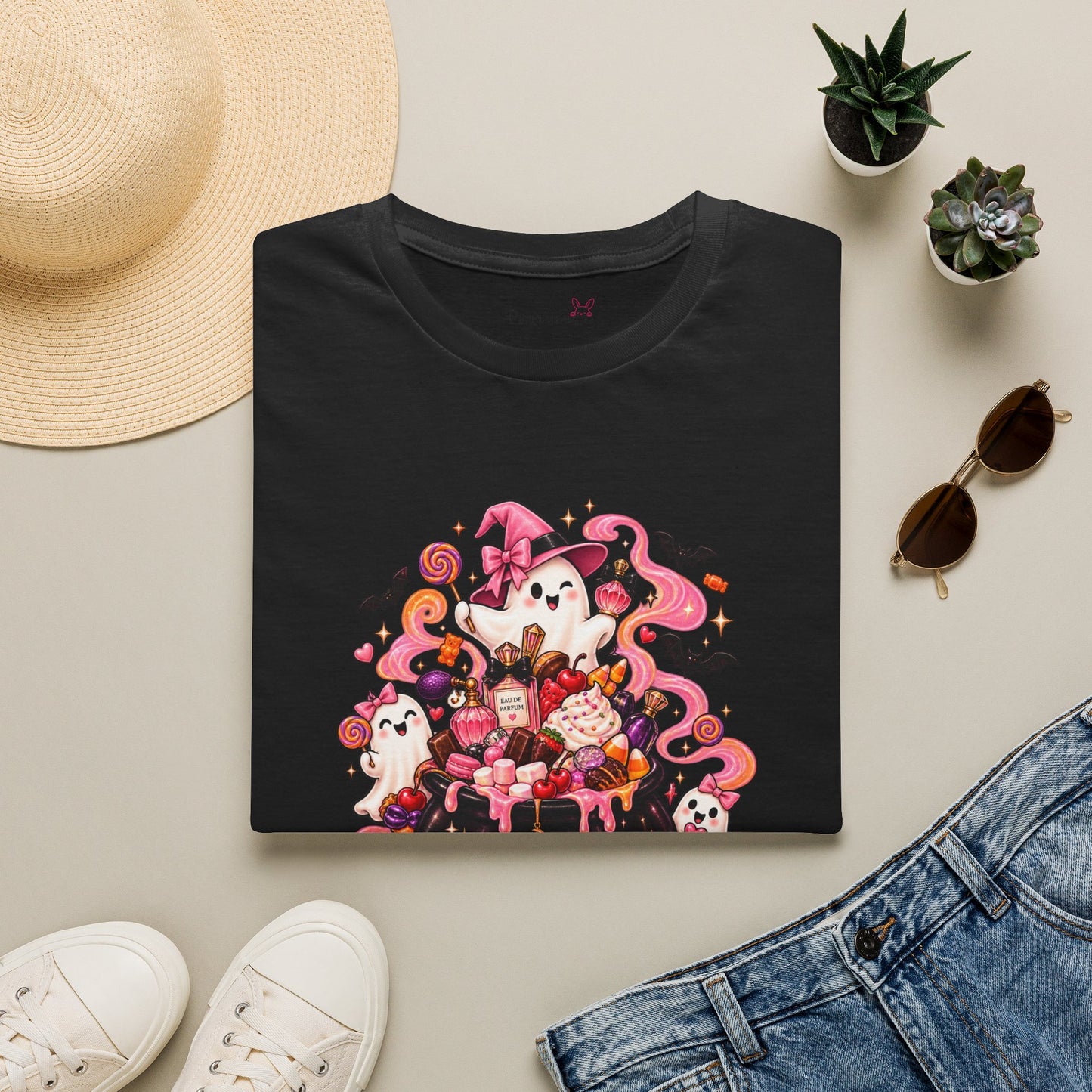 Halloween Trick-or-Treat T-Shirt — Cute Ghosts & Candy Graphic