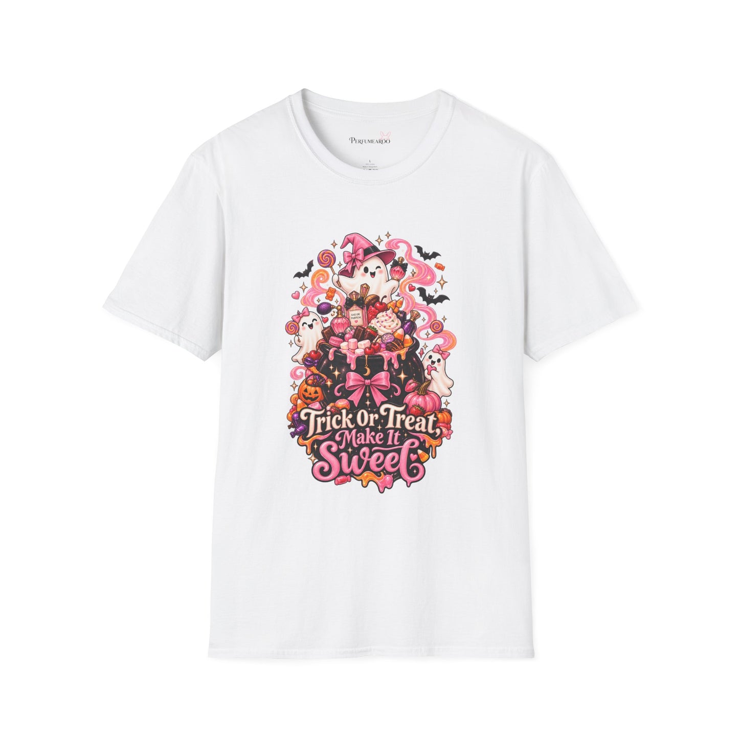 Halloween Trick-or-Treat T-Shirt — Cute Ghosts & Candy Graphic