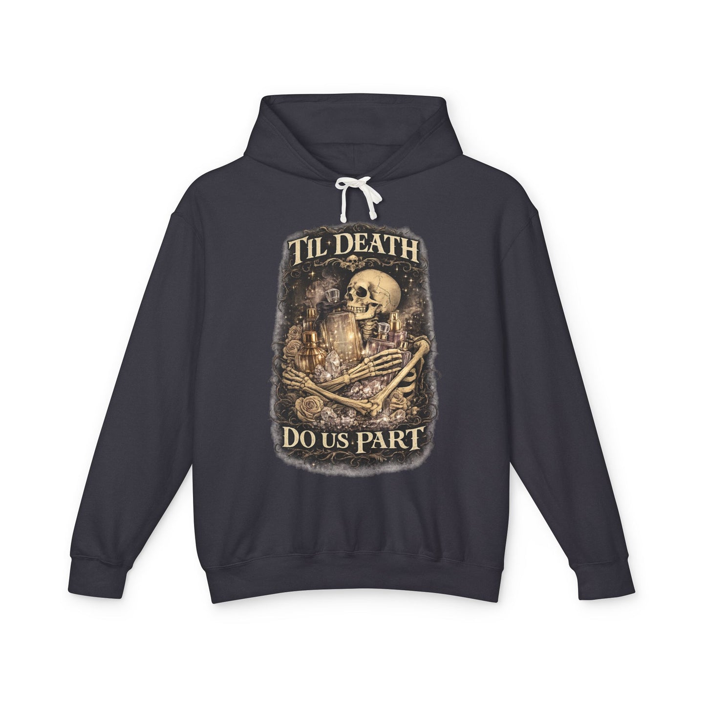 Hoodie — 'Til Death Do Us Part' Skull & Roses Gothic Hooded Sweatshirt